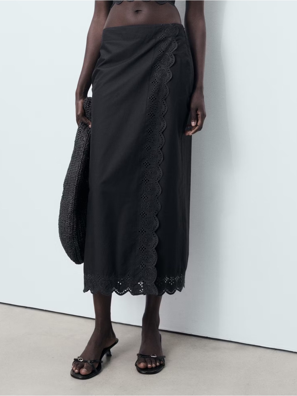 MANGO EMBROIDERED COTTON SKIRT